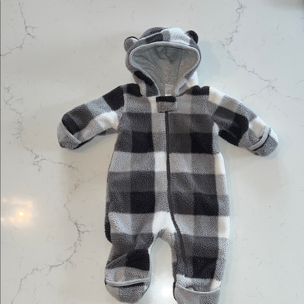 Nordstrom Black and Gray Checkered Baby Footie